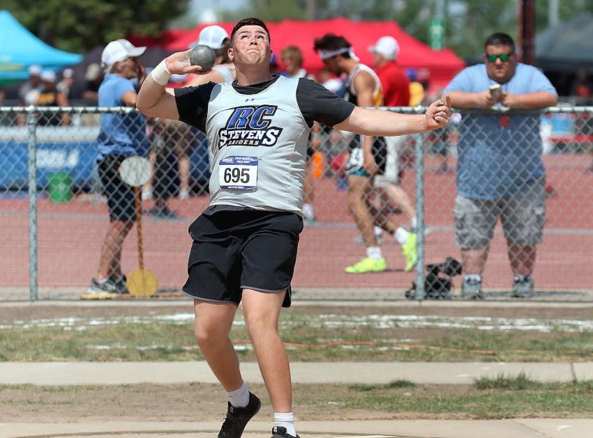 Class AA Boys Track and Field Leaders - Rapid City Stevens shot putter Elias Gillen leads crowded shot put standings