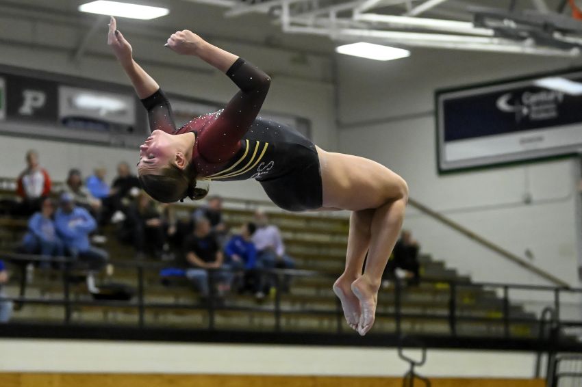 Team above self - Harrisburg’s Katelyn Maeschen looks to help Tigers claim second-straight team title while in position to grab third-straight All-Around crown