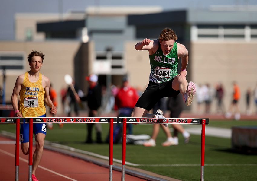 Miller's Isaak Hunter wins both hurdles races at Miller Invitational track and field meet 