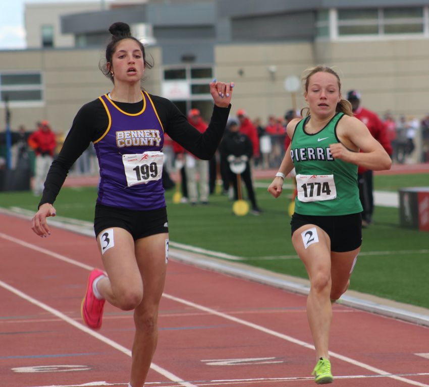 Class AA Girls Track and Field Leaders  - Pierre's Kali Ringstmeyer leads Class AA sprint races