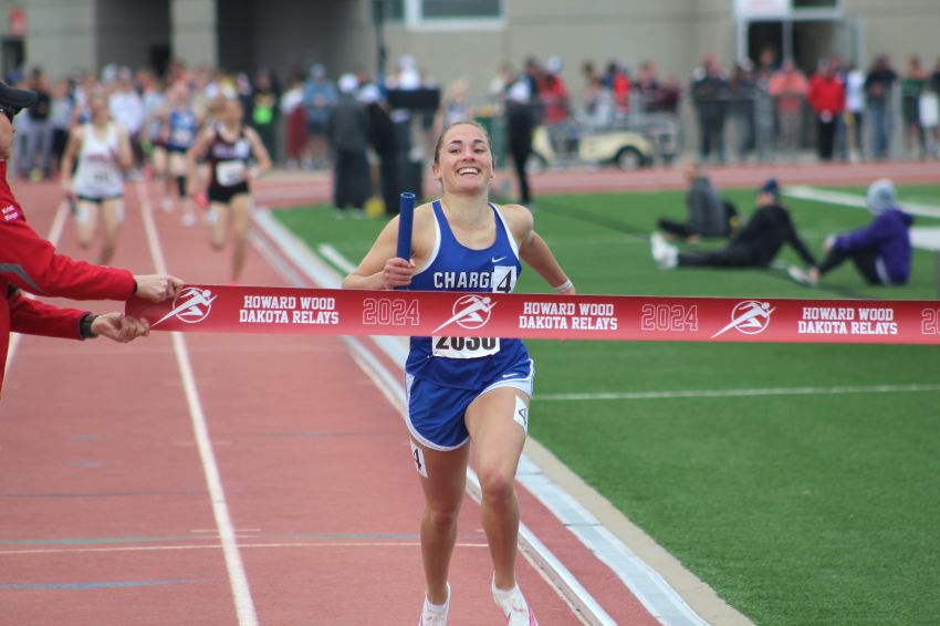 Class A Girls Track and Field Leaders - Sioux Falls Christian's Anna Vyn part of speedy Charger Relays