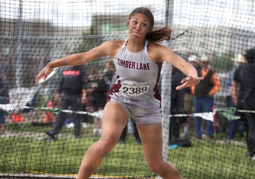 Timber Lake's Jasmine Nash claims first-place finishes in discus, shot put at Timber Lake Invitational