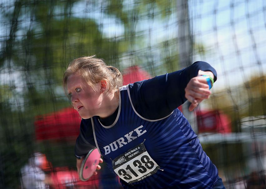Burke's Paige Bull captures third consecutive Class B state discus championship 