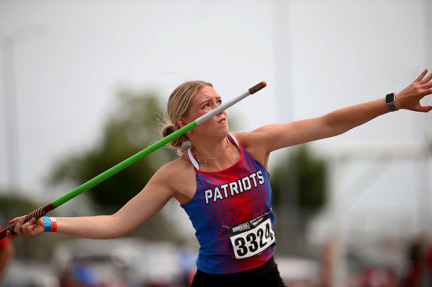 Hitchcock-Tulare's Katelyn Schroeder exceeds expectations and wins Class B javelin state championship 