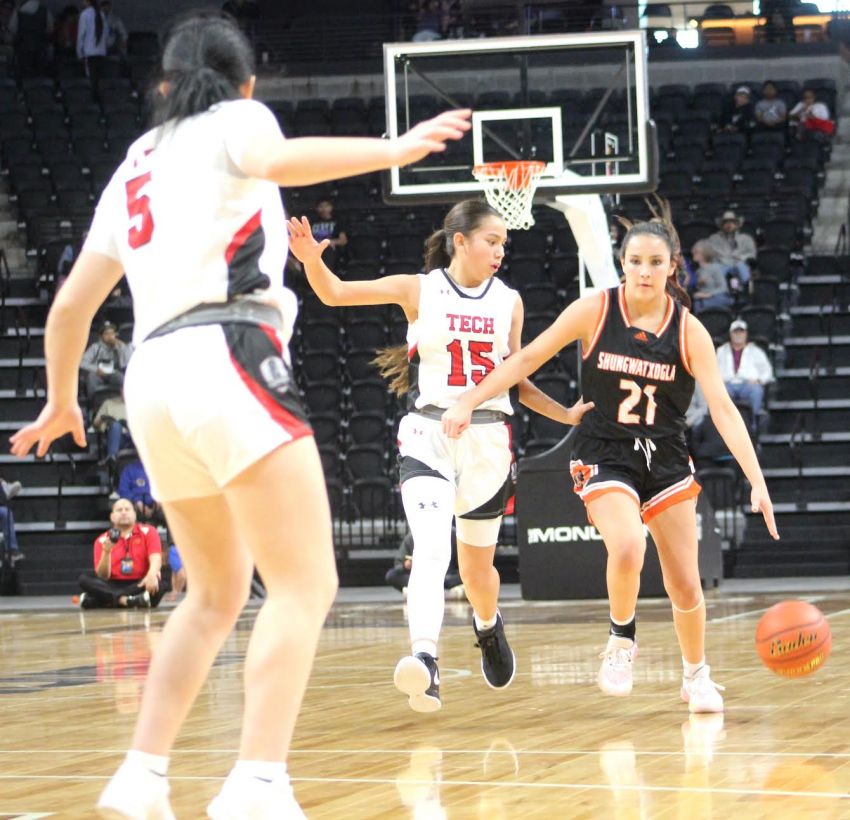 McLaughlin and Todd County basketball teams taking part in Native American Heritage Day at the University of South Dakota