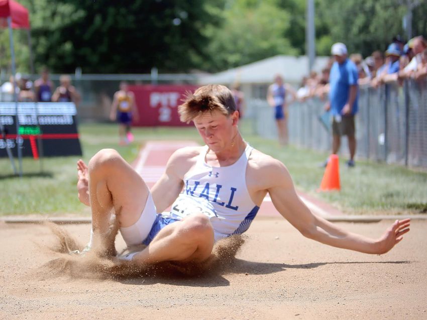Wall's Rylan McDonnell sweeps Class B long and triple jump titles at state meet 