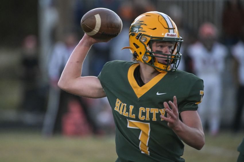 Quarterback Devin Buehler at controls of Hill City's turnaround football season 