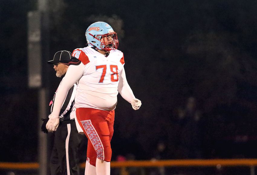 Imposing lineman Easton Lawrence paving the way for Cheyenne-Eagle Butte/Tiospaye Topa Braves 