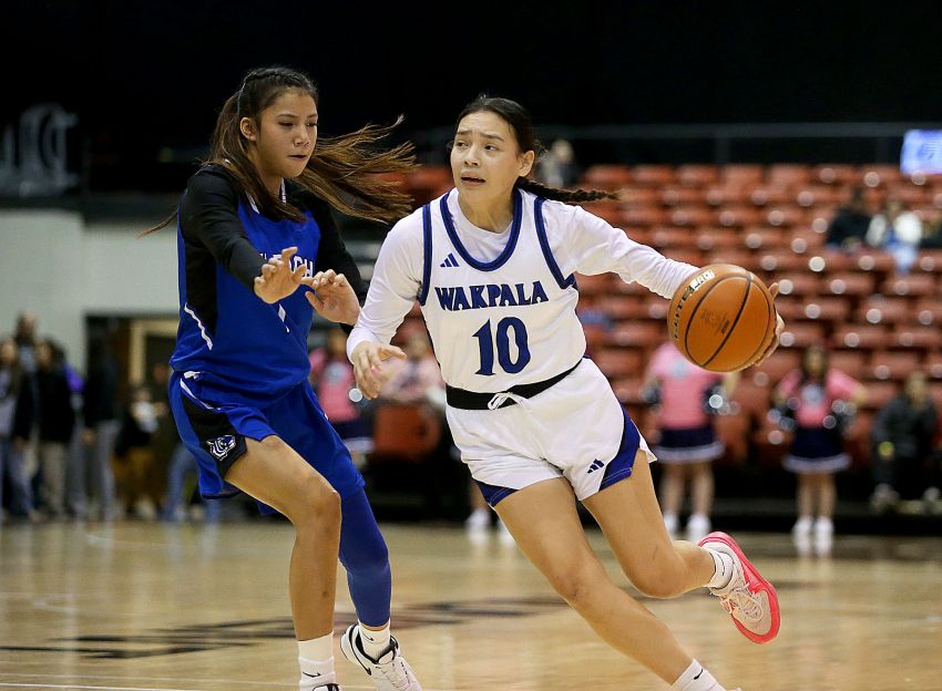 Dec. 19 Lakota Nation Invitational Girls Roundup - Tylene Hawk Bear's double-double powers Wakpala past Oelrichs  