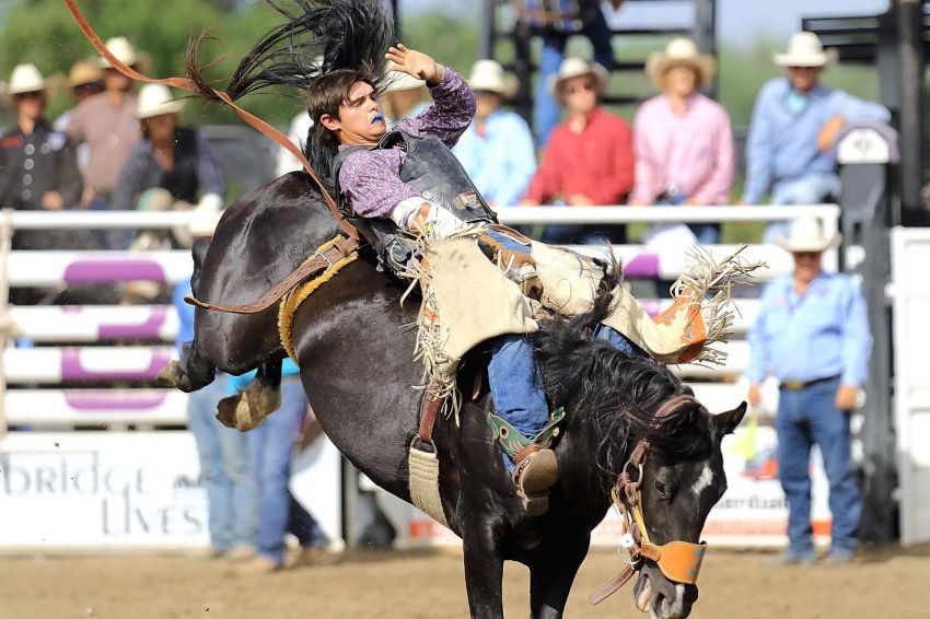 Porcupine's Jhett Knight on track to make the short go round in bareback riding at the National High School Finals Rodeo