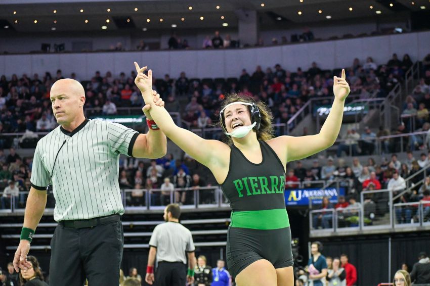 Pierre edges Canton for three-peat as girls state wrestling champions
