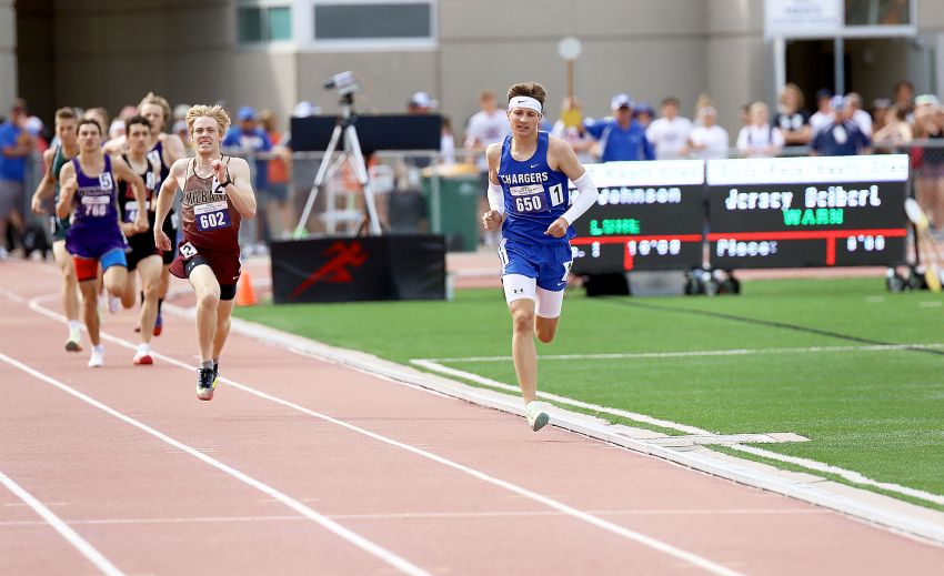 Loaded field ready to contest 800 meter run at Boys Special Event