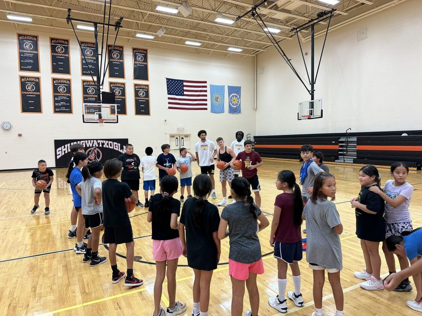 Northern State's Connor Libis hosts basketball camp in McLaughlin, Standing Rock Indian Reservation
